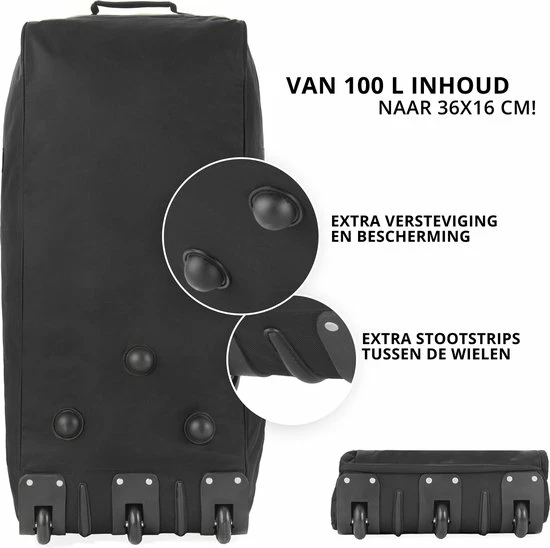 Hete verkoop 🤩 TravelZ Opvouwbare Wieltas | Reistas Op Wielen | 100 Liter | Verbeterd 2022 Model | Zwart 💯 8 Hete verkoop 🤩 TravelZ Opvouwbare Wieltas | Reistas Op Wielen | 100 Liter | Verbeterd 2022 Model | Zwart 💯 - Afbeelding 6