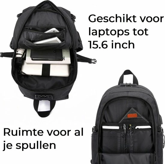 Promo ✔️ Anti Diefstal Waterdichte Rugzak Inclusief Usb Oplaadstation - Laptop Tas 14 T/m 15,6 Inch - Voor Dames En Heren En Jongens - Schooltas - Zwart Van Zedar ⌛ 5 Promo ✔️ Anti Diefstal Waterdichte Rugzak Inclusief Usb Oplaadstation - Laptop Tas 14 T/m 15,6 Inch - Voor Dames En Heren En Jongens - Schooltas - Zwart Van Zedar ⌛ - Afbeelding 3