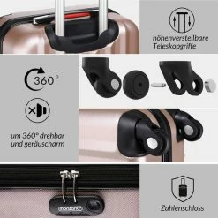 Beste Pirce 🛒 Monzana Kofferset - Maat M L XL - Rosegoud 👏 -Reisbagage-Reisaccessoires Winkel 550x549 20