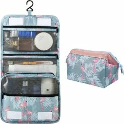 Aanbiedingen 🌟 YONO Reis Toilettas Met Ophanghaak En Etui Voor Toiletartikelen – Travel Organizer – Cosmetica Tas – Flamingo ❤️