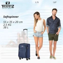 Beste Verkoop 🛒 TravelZ Softspinner TSA 👜 Handbagagekoffer - Trolley 55cm Met Dubbele Wielen – Blauw 🧨 -Reisbagage-Reisaccessoires Winkel 550x549 23