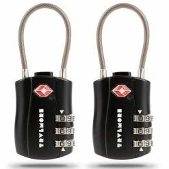 Gloednieuw 👏 TRVLMORE TSA Kofferslot - 2 Stuks - Reisslot - Cijferslot - Kabelslot Koffer - Bagageslot - Hangslot - Zwart 👍