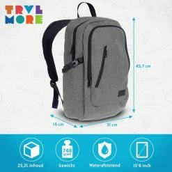 Top 10 🔔 TRVLMORE Rugzak - 25 L - 15,6 Inch - Laptop Rugtas - Waterafstotend - Grijs ⭐ -Reisbagage-Reisaccessoires Winkel 550x550 1178