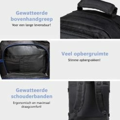Begroting 🛒 Cabin Max CabinMax Metz Reistas– 👜 Handbagage 44L- Rugzak – Schooltas - 🎒 Backpack 55x40x20cm – Lichtgewicht - Zwart (MZ BK) 🌟 -Reisbagage-Reisaccessoires Winkel 550x550 1203