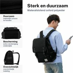 Nieuw ⭐ ZILOU® Rugtas - Rugzak - 20-35 Liter - 16" Laptopvak - School - Zwart 😉 -Reisbagage-Reisaccessoires Winkel 550x550 1216