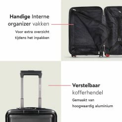 Coupon ✔️ ONYX® 👜 Handbagage Koffer 35 L - Spinner Wielen - Lichtgewicht Trolley - Dubbel TSA Slot - Handig Voorvak - 55 Cm - Zwart 👍 -Reisbagage-Reisaccessoires Winkel 550x550 124