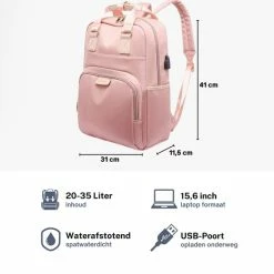 Uitgang ❤️ ZILOU® Rugzak - 20-35 Liter - 15,6" Laptopvak - Anti-Diefstal - Roze ⌛ -Reisbagage-Reisaccessoires Winkel 550x550 1263