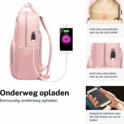 Uitgang ❤️ ZILOU® Rugzak - 20-35 Liter - 15,6" Laptopvak - Anti-Diefstal - Roze ⌛ -Reisbagage-Reisaccessoires Winkel 550x550 1264