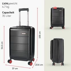 Coupon ✔️ ONYX® 👜 Handbagage Koffer 35 L - Spinner Wielen - Lichtgewicht Trolley - Dubbel TSA Slot - Handig Voorvak - 55 Cm - Zwart 👍 -Reisbagage-Reisaccessoires Winkel 550x550 128