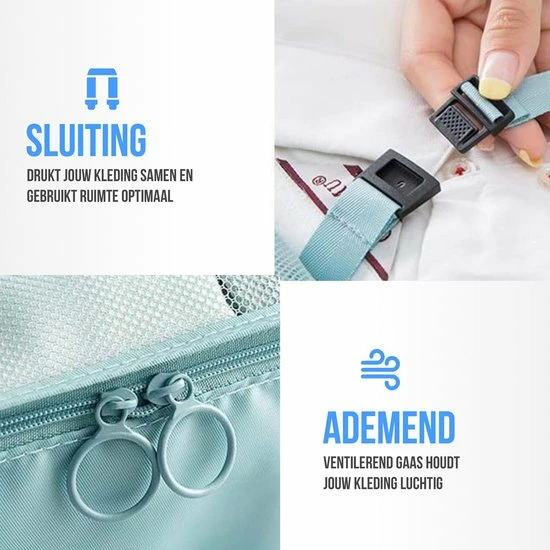 Nieuw ✔️ AXHO Packing Cubes - 8 Delig - Bagage Organizers - Kleding Organizer - Koffer Organizer Set - Koffer Organizer Set - Compression Cube - Blauw ✔️ 4 Nieuw ✔️ AXHO Packing Cubes - 8 Delig - Bagage Organizers - Kleding Organizer - Koffer Organizer Set - Koffer Organizer Set - Compression Cube - Blauw ✔️ - Afbeelding 2