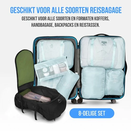 Nieuw ✔️ AXHO Packing Cubes - 8 Delig - Bagage Organizers - Kleding Organizer - Koffer Organizer Set - Koffer Organizer Set - Compression Cube - Blauw ✔️ 8 Nieuw ✔️ AXHO Packing Cubes - 8 Delig - Bagage Organizers - Kleding Organizer - Koffer Organizer Set - Koffer Organizer Set - Compression Cube - Blauw ✔️ - Afbeelding 6