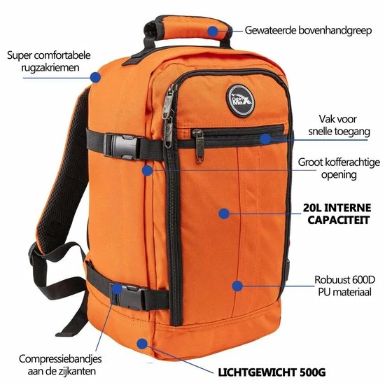 Groothandel βοΈ Cabin Max CabinMax Metz Reistas – π Handbagage 20L – Rugzak – Schooltas - 40x25x20 Cm – Compact π Backpack – Lichtgewicht – Oranje π 7 Groothandel βοΈ Cabin Max CabinMax Metz Reistas – π Handbagage 20L – Rugzak – Schooltas - 40x25x20 Cm – Compact π Backpack – Lichtgewicht – Oranje π - Afbeelding 5