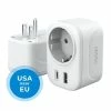 Kopen 👍 Voomy Reisstekker Amerika/USA - Wereldstekker Type A - USB-C & USB-A - Wit 😉