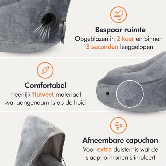 Goedkoop ๐ Travenu Opblaasbaar Nekkussen Met Opbergtasje - Reiskussen - Met Capuchon & Oordoppen - Vliegtuigkussen - Ergonomisch - Grijs ๐ฏ 5 Goedkoop ๐ Travenu Opblaasbaar Nekkussen Met Opbergtasje - Reiskussen - Met Capuchon & Oordoppen - Vliegtuigkussen - Ergonomisch - Grijs ๐ฏ - Afbeelding 3