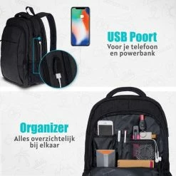 Gloednieuw ❤️ TRVLMORE Rugzak - 36 L - 17,3 Inch - Laptop Rugtas - Waterafstotend - Zwart ⭐ -Reisbagage-Reisaccessoires Winkel 550x550 165