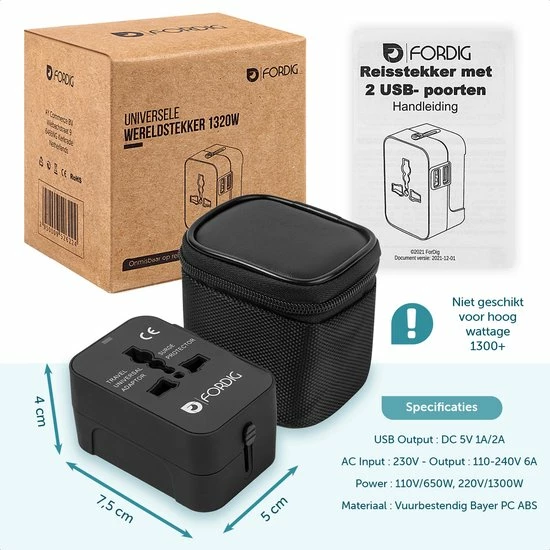 Goedkoop 😀 ForDig Universele Wereldstekker Met 2 Fast Charge USB Poorten - Reisstekker Geschikt Voor 150+ Landen - Reis Stekker Adapter 🌟 10 Goedkoop 😀 ForDig Universele Wereldstekker Met 2 Fast Charge USB Poorten - Reisstekker Geschikt Voor 150+ Landen - Reis Stekker Adapter 🌟 - Afbeelding 8