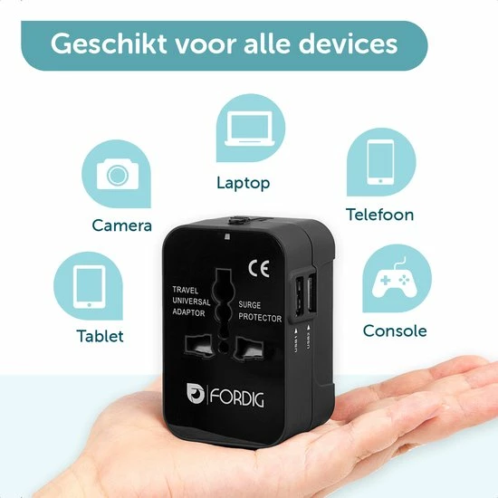 Goedkoop 😀 ForDig Universele Wereldstekker Met 2 Fast Charge USB Poorten - Reisstekker Geschikt Voor 150+ Landen - Reis Stekker Adapter 🌟 11 Goedkoop 😀 ForDig Universele Wereldstekker Met 2 Fast Charge USB Poorten - Reisstekker Geschikt Voor 150+ Landen - Reis Stekker Adapter 🌟 - Afbeelding 9