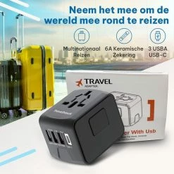 Begroting 🧨 TravelHawk Universele Wereldstekker Met USB-C En 3 USB Poorten - Reisstekker - Internationale Reisstekker Voor 150+ Landen - Amerika (USA) - Engeland (UK) - Australië - Azië - Zuid Amerika - Afrika - Wereldstekkers - Zwart 👍 -Reisbagage-Reisaccessoires Winkel 550x550 251
