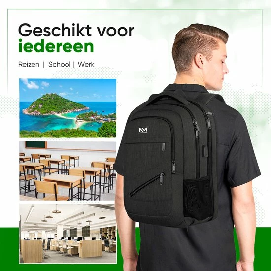 Beste Pirce ๐ Navy Madden Rugzak Met USB Oplaadpoort 36L Zwart Luxe Laptop Rugtas 17.3 Inch - Schooltas - Heren - Dames - Jongens - Meisjes - Waterafstotend - Rugzakken ๐ 5 Beste Pirce ๐ Navy Madden Rugzak Met USB Oplaadpoort 36L Zwart Luxe Laptop Rugtas 17.3 Inch - Schooltas - Heren - Dames - Jongens - Meisjes - Waterafstotend - Rugzakken ๐ - Afbeelding 3