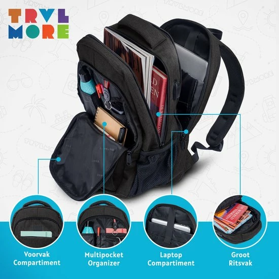 Goedkoopste ๐ TRVLMORE Rugzak - 28L - 15,6 Inch - Laptop Rugtas - Waterafstotend - Antraciet ๐ฅ 9 Goedkoopste ๐ TRVLMORE Rugzak - 28L - 15,6 Inch - Laptop Rugtas - Waterafstotend - Antraciet ๐ฅ - Afbeelding 7