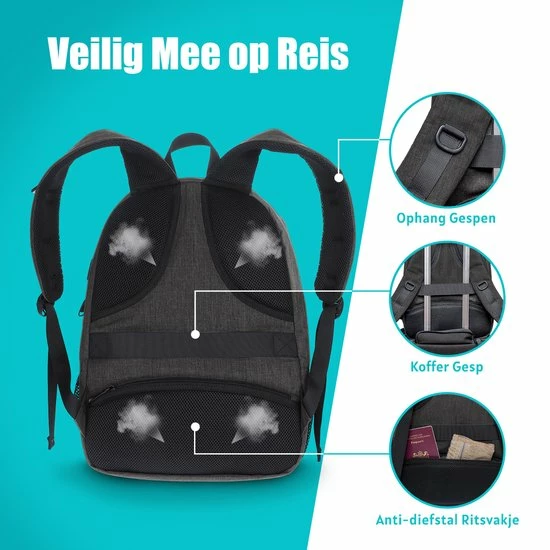 Goedkoopste ๐ TRVLMORE Rugzak - 28L - 15,6 Inch - Laptop Rugtas - Waterafstotend - Antraciet ๐ฅ 13 Goedkoopste ๐ TRVLMORE Rugzak - 28L - 15,6 Inch - Laptop Rugtas - Waterafstotend - Antraciet ๐ฅ - Afbeelding 11