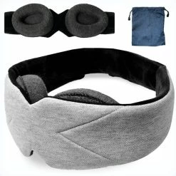 Kopen 😍 Soulsnooze® Luxe Traagschuim Slaapmasker Vrouwen & Mannen – Grijs Katoen – 100% Verduisterend Oogmasker Slaap – Inclusief Reistas 🔔