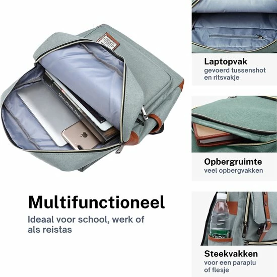 Promo ๐ฅ ZILOU® Rugtas - Rugzak - 20-35 Liter - 16" Laptopvak - School - Werk - Reizen - Groen ๐งจ 7 Promo ๐ฅ ZILOU® Rugtas - Rugzak - 20-35 Liter - 16" Laptopvak - School - Werk - Reizen - Groen ๐งจ - Afbeelding 5