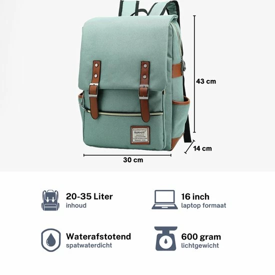 Promo ๐ฅ ZILOU® Rugtas - Rugzak - 20-35 Liter - 16" Laptopvak - School - Werk - Reizen - Groen ๐งจ 9 Promo ๐ฅ ZILOU® Rugtas - Rugzak - 20-35 Liter - 16" Laptopvak - School - Werk - Reizen - Groen ๐งจ - Afbeelding 7