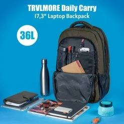 Beste Verkoop ✨ TRVLMORE Rugzak - 36 L - 17,3 Inch - Laptop Rugtas - Waterafstotend - Grijs 🎉 -Reisbagage-Reisaccessoires Winkel 550x550 378