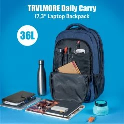 Hete verkoop 🛒 TRVLMORE Rugzak - 36 L - 17,3 Inch - Laptop Rugtas - Waterafstotend - Blauw 🎉 -Reisbagage-Reisaccessoires Winkel 550x550 415
