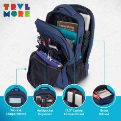 Hete verkoop 🛒 TRVLMORE Rugzak - 36 L - 17,3 Inch - Laptop Rugtas - Waterafstotend - Blauw 🎉 -Reisbagage-Reisaccessoires Winkel 550x550 419