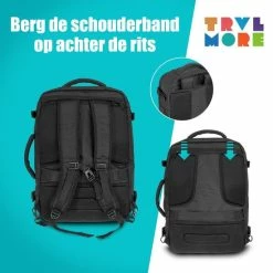 Beste deal ⭐ TRVLMORE TravelMore Reistas - Rugzak - 👜 Handbagage Weekendtas - 🎒 Backpack - Waterafstotend - 40L - Zwart 👍 -Reisbagage-Reisaccessoires Winkel 550x550 427