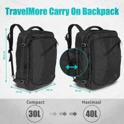 Beste deal ⭐ TRVLMORE TravelMore Reistas - Rugzak - 👜 Handbagage Weekendtas - 🎒 Backpack - Waterafstotend - 40L - Zwart 👍 -Reisbagage-Reisaccessoires Winkel 550x550 434