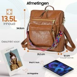 Goedkoop 🌟 Glennoo Rugzak - Rugtas Dames - Waterdicht - Klein - Anti-theft Vakje - Rug-, Schouder-, Handtas In één - Zacht PU-leer 👏 -Reisbagage-Reisaccessoires Winkel 550x550 437