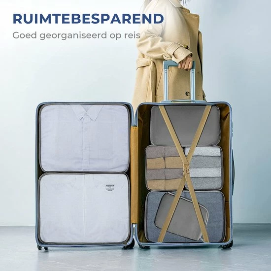 Beste recensies van β Basila® Packing Cubes - 8 Delig - Koffer Organizer - Toilettas Met Haak - Kleding Organizer - Grijs π 4 Beste recensies van β Basila® Packing Cubes - 8 Delig - Koffer Organizer - Toilettas Met Haak - Kleding Organizer - Grijs π - Afbeelding 2