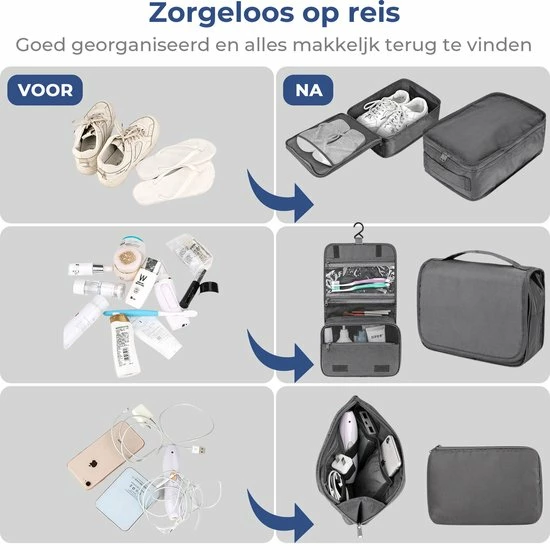 Beste recensies van β Basila® Packing Cubes - 8 Delig - Koffer Organizer - Toilettas Met Haak - Kleding Organizer - Grijs π 8 Beste recensies van β Basila® Packing Cubes - 8 Delig - Koffer Organizer - Toilettas Met Haak - Kleding Organizer - Grijs π - Afbeelding 6
