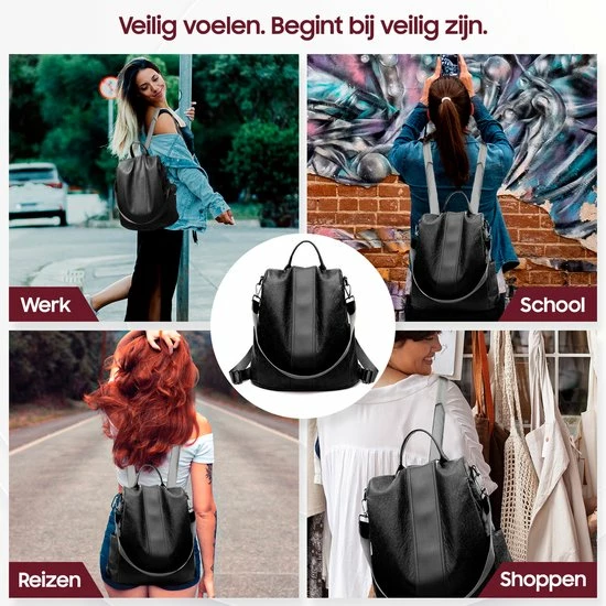 Aanbiedingen ❤️ Anti-diefstal Rugzak - Rugtas Dames - Waterdicht - Klein - Anti-theft 🎒 Backpack - Rug-, Schouder-, Handtas In één - Zacht PU-leer - Incl. Verstelbare Riem – Glennoo ⭐ 8 Aanbiedingen ❤️ Anti-diefstal Rugzak - Rugtas Dames - Waterdicht - Klein - Anti-theft 🎒 Backpack - Rug-, Schouder-, Handtas In één - Zacht PU-leer - Incl. Verstelbare Riem – Glennoo ⭐ - Afbeelding 6