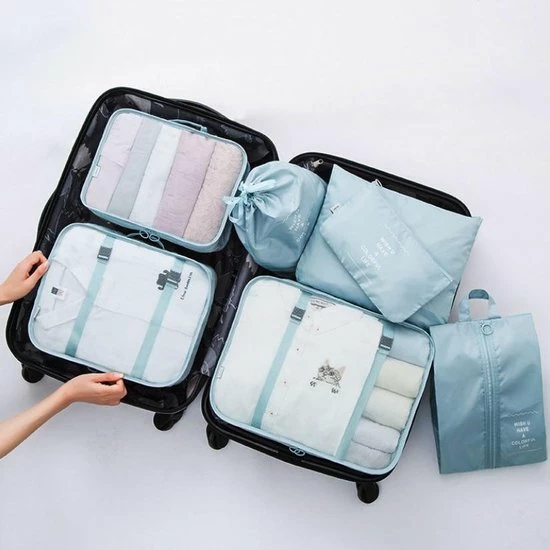 Goedkoopste 👏 QY Packing Cubes Set Koffer Of Tas Organizer Inpak Zakken - Lichtblauw Deluxe 💯 3 Goedkoopste 👏 QY Packing Cubes Set Koffer Of Tas Organizer Inpak Zakken - Lichtblauw Deluxe 💯