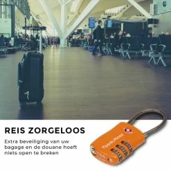 Coupon 🥰 TRVLMORE TSA Kofferslot - 2 Stuks - Reisslot - Cijferslot - Kabelslot Koffer - Bagageslot - Hangslot - Oranje ❤️ -Reisbagage-Reisaccessoires Winkel 550x550 557
