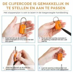 Coupon 🥰 TRVLMORE TSA Kofferslot - 2 Stuks - Reisslot - Cijferslot - Kabelslot Koffer - Bagageslot - Hangslot - Oranje ❤️ -Reisbagage-Reisaccessoires Winkel 550x550 559