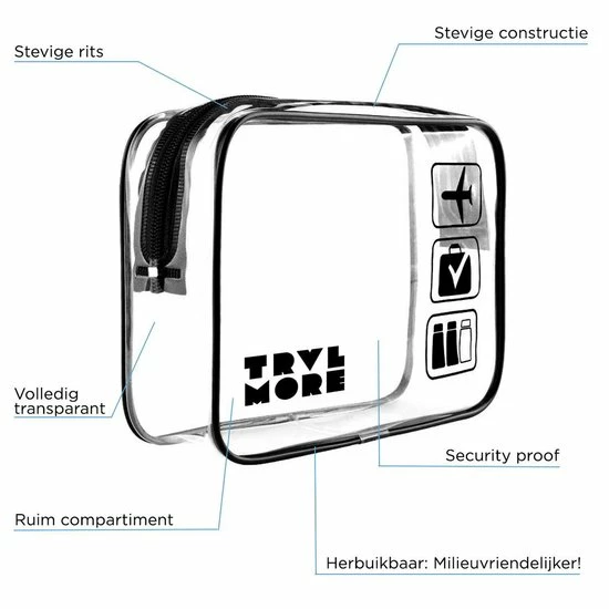 Top 10 โจ TRVLMORE Transparante Toilettas - Unisex - Voor ๐ Handbagage & Reizen - Zwart/Transparant ๐คฉ 4 Top 10 โจ TRVLMORE Transparante Toilettas - Unisex - Voor ๐ Handbagage & Reizen - Zwart/Transparant ๐คฉ - Afbeelding 2