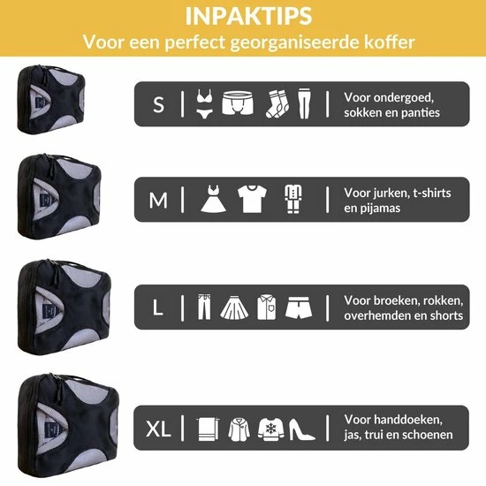 Kopen 🔔 VOLCAN Packing Cubes - 🎒 Backpack - Compression Cube - 4 Delige Set - Koffer En Bagage Organizer - Zwart 🌟 5 Kopen 🔔 VOLCAN Packing Cubes - 🎒 Backpack - Compression Cube - 4 Delige Set - Koffer En Bagage Organizer - Zwart 🌟 - Afbeelding 3