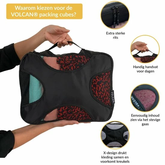 Kopen 🔔 VOLCAN Packing Cubes - 🎒 Backpack - Compression Cube - 4 Delige Set - Koffer En Bagage Organizer - Zwart 🌟 6 Kopen 🔔 VOLCAN Packing Cubes - 🎒 Backpack - Compression Cube - 4 Delige Set - Koffer En Bagage Organizer - Zwart 🌟 - Afbeelding 4