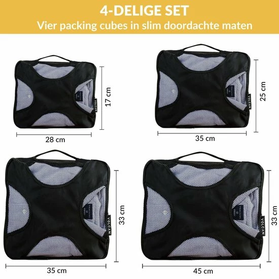 Kopen 🔔 VOLCAN Packing Cubes - 🎒 Backpack - Compression Cube - 4 Delige Set - Koffer En Bagage Organizer - Zwart 🌟 10 Kopen 🔔 VOLCAN Packing Cubes - 🎒 Backpack - Compression Cube - 4 Delige Set - Koffer En Bagage Organizer - Zwart 🌟 - Afbeelding 8