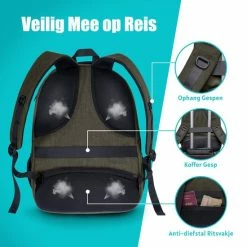 Korting ❤️ TRVLMORE Rugzak - 36 L - 17,3 Inch - Laptop Rugtas - Waterafstotend - Groen 🎉 -Reisbagage-Reisaccessoires Winkel 550x550 595