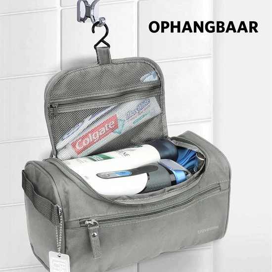 Groothandel π TravelTime® Toilettas - Grote Inhoud - Lichtgewicht - Ophangbaar - Voor Mannen En Vrouwen - Zilver π 6 Groothandel π TravelTime® Toilettas - Grote Inhoud - Lichtgewicht - Ophangbaar - Voor Mannen En Vrouwen - Zilver π - Afbeelding 4
