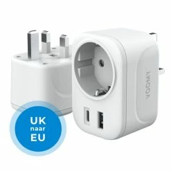 Korting 🎉 Voomy Reisstekker Engeland/UK - Wereldstekker Type G - USB-C & USB-A - Wit 😍