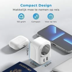 Korting 🎉 Voomy Reisstekker Engeland/UK - Wereldstekker Type G - USB-C & USB-A - Wit 😍 -Reisbagage-Reisaccessoires Winkel 550x550 668