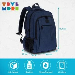 Top 10 💯 TRVLMORE Rugzak - 28L - 15,6 Inch - Laptop Rugtas - Waterafstotend - Blauw 👍 -Reisbagage-Reisaccessoires Winkel 550x550 689