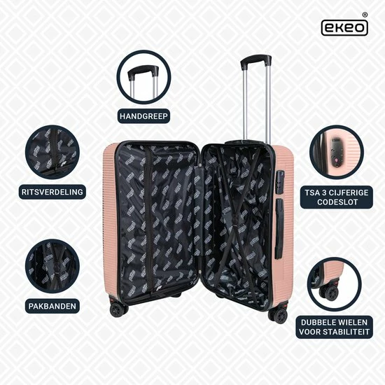 Top 10 π DION3 π Handbagage Koffer Duo 2 Delige Kofferset - Reiskoffer - TSA Slot- Anti-diefstal - Roze π 7 Top 10 π DION3 π Handbagage Koffer Duo 2 Delige Kofferset - Reiskoffer - TSA Slot- Anti-diefstal - Roze π - Afbeelding 5